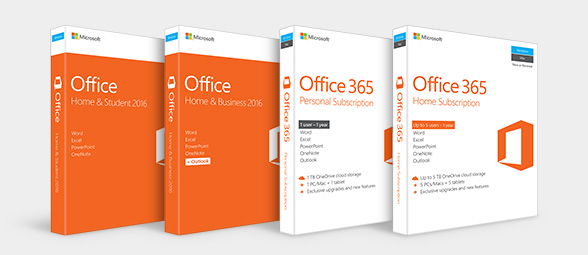 microsoft office home and business 2016 vs home and student